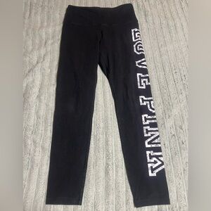 PINK Victoria's Secret Black Leggings with White Side Logo
